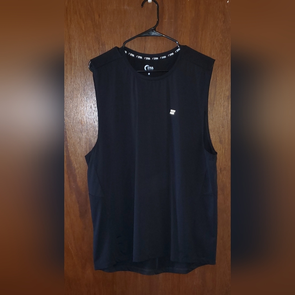 Zyia Active Black Muscle Shirt Tank Top Sz Large EUC